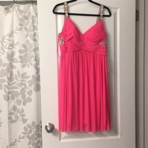 Hailey by Adriana Pappell pink rhinestone dress